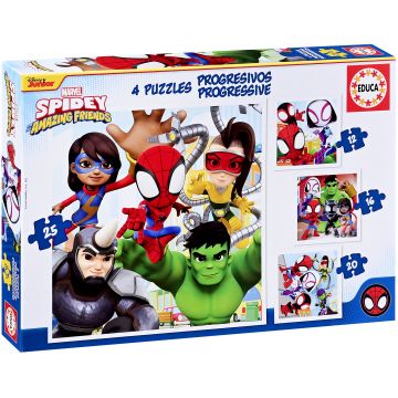 Puzzle Educa 4 in 1 - Omul Paianjen si prietenii sai