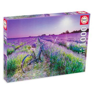 Puzzle Educa din 1000 de piese - Bicicleta intr-un camp de lavanda