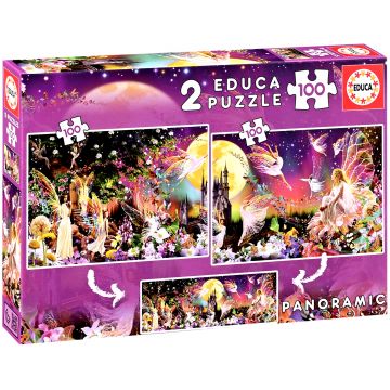 Puzzle Educa din 2 x 100 de piese - Un triptic fabulos