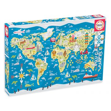 Puzzle Educa din 200 de piese - Harta lumii