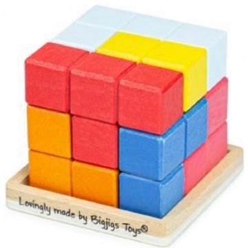 Puzzle educativ de logica Bigjigs - Cub colorat