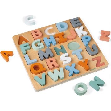 Puzzle educativ Janod - Alfabet, Sweet cocoon