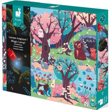 Puzzle fosforescent pentru copii Janod - Padurea, 24 piese