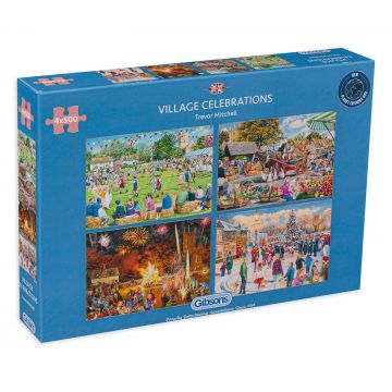 Puzzle Gibsons din 4 x 500 de piese - Village Celebrations