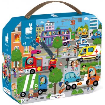 Puzzle in valiza pentru copii Janod - Oras, 36 piese