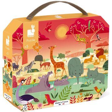 Puzzle in valiza pentru copii Janod - Rezervatie, 54 piese