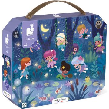Puzzle in valiza pentru copii Janod - Zane si nuferi, 36 piese