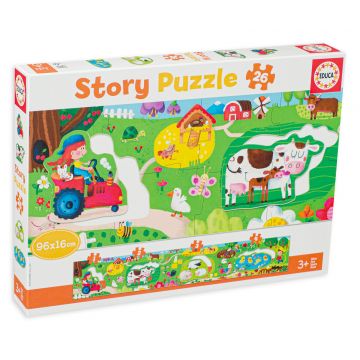 Puzzle panoramic Educa din 26 de piese - Animalele de la fermă