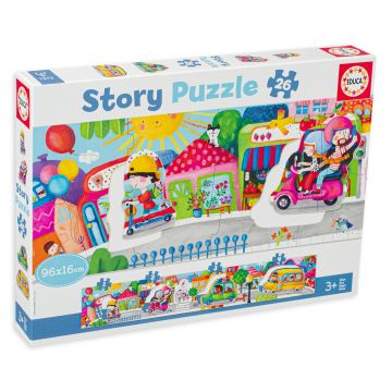 Puzzle panoramic Educa din 26 de piese - Vehicule în oraș