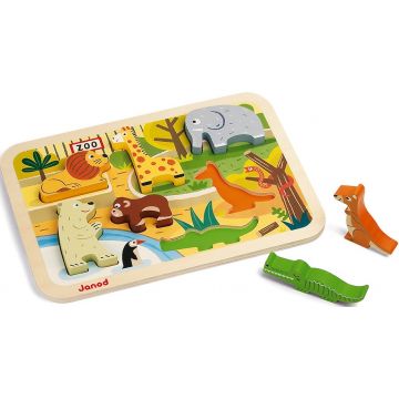 Puzzle pentru copii cu piese 3D Janod - Gradina Zoologica