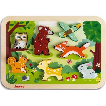 Puzzle pentru copii cu piese 3D Janod - Padure