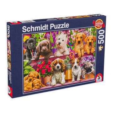 Puzzle Schmidt din 500 de piese - Puppies on The Shelf