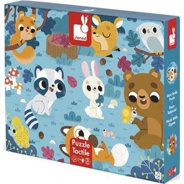 Puzzle tactil pentru copii Janod - Animale de padure, 20 piese