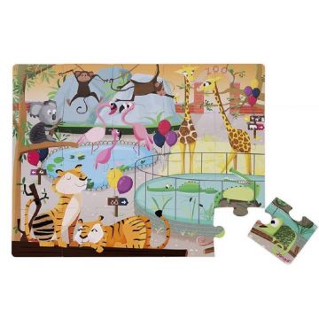 Puzzle tactil pentru copii Janod - O zi la gradina zoologica, 20 piese