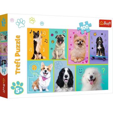 Puzzle Trefl din 100 de piese - In lumea catelusilor