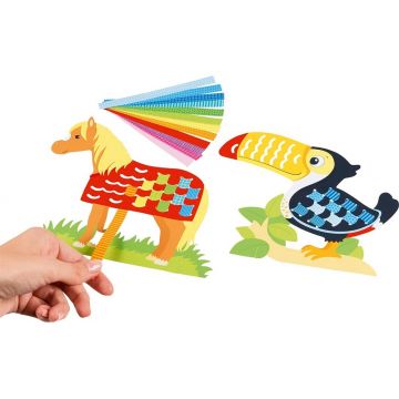 Razboi de tesut cu benzi de hartie Goki - Cal, pestisor, testoasa si toucan