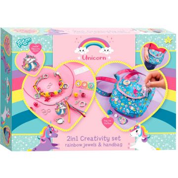 Set creativ 2 in 1 Totum - Creaza, singur, bijuterii colorate, cu gentuta