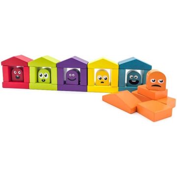 Set cubulete din lemn Cubika - Casute colorate