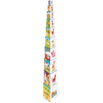 Set de joaca Janod - Piramida triunghiulara, animalele din ferma