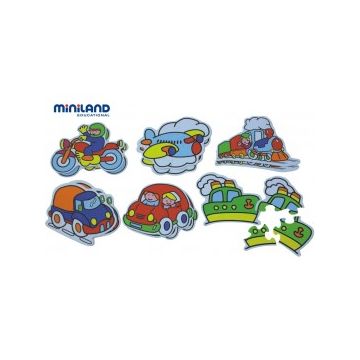 Miniland - Puzzle tematic cu mijloace de transport 3-5 piese