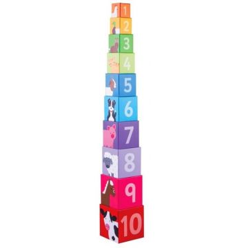 Cuburi de stivuit pentru copii Bigjigs - Ferma