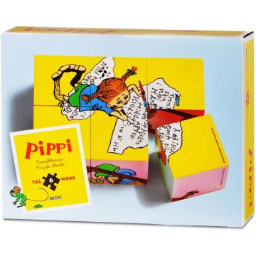 Cuburi din lemn Pippi - Pippi Longstocking, 6 bucati