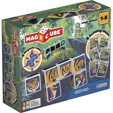 Cuburi magnetice Geomag - Animale din jungla, 6 piese