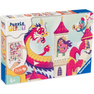 Joc de societate tip puzzle Ravensburger din 2 x 24 de piese - Regatul Dragonului