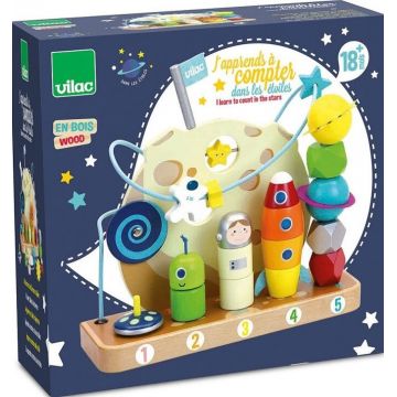 Joc din lemn de stivuit Vilac - 2 in 1, Cosmos