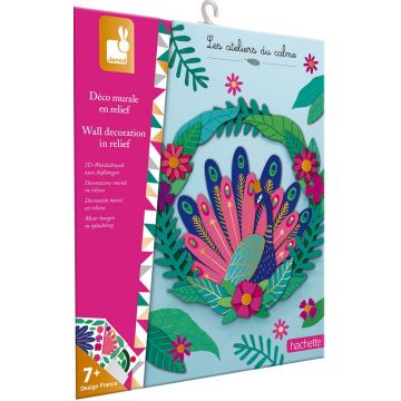 Kit creativ Janod - Ornament de perete in relief, paun