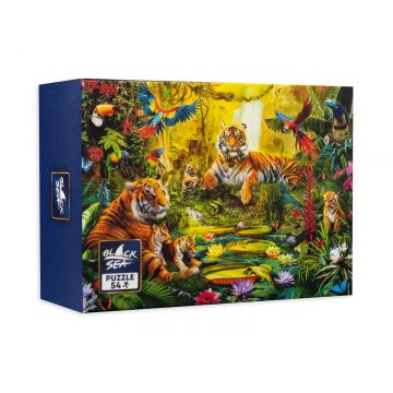 Mini puzzle Black Sea din 54 de piese - Familia de tigri