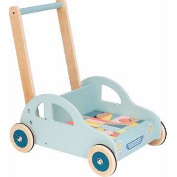 Premergator carucior din lemn Lelin - cu set de constructie, automobil