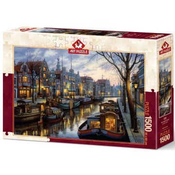 Puzzle Art Puzzle din 1500 de piese - Felinarele de-a lungul canalului