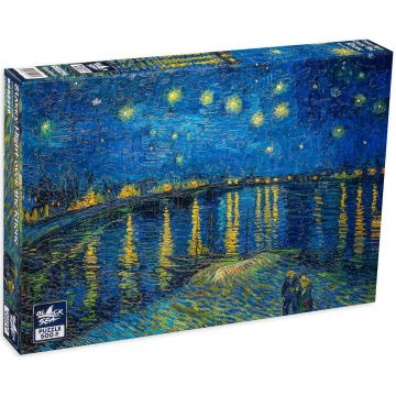 Puzzle Black Sea din 500 de piese - Noapte Instelata peste Ron, Vincent van Gogh