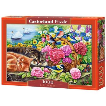 Puzzle Castorland din 1000 de piese - Pisicuță în grădină