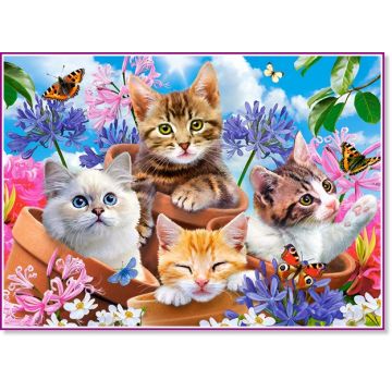Puzzle Castorland din 120 de piese - Pisicute si flori
