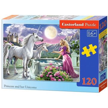 Puzzle Castorland din 120 de piese - Printesa si Unicornii