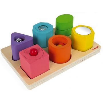 Puzzle de lemn Janod - Cu forme si sunete, 7 piese