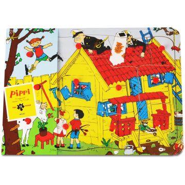 Puzzle din lemn cu manere Pippi - Pippi Longstocking, 12 piese