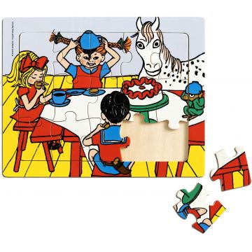 Puzzle din lemn in rama Pippi - Pippi Longstocking, 15 piese