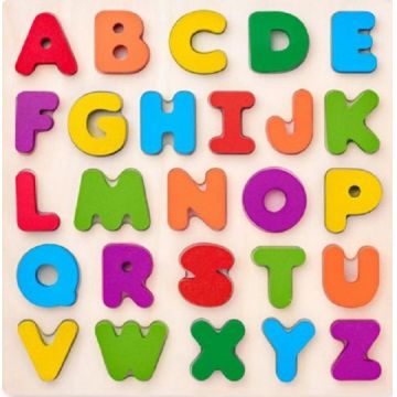 Puzzle din lemn Woody - Alfabel englez, litere mari