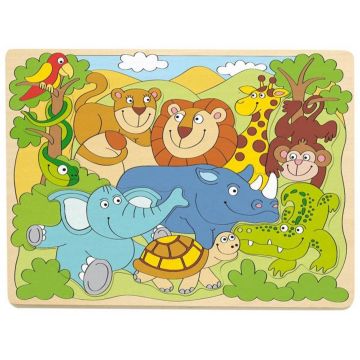 Puzzle din lemn Woody - Animalele din Africa, 10 piese