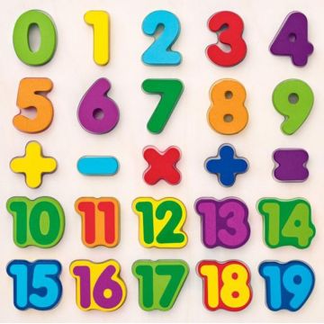 Puzzle din lemn Woody - Cifrele de la 1 la 20 si semne aritmetice