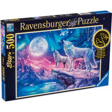 Puzzle luminos Ravensburger din 500 de piese - Lupi
