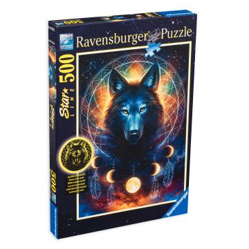 Puzzle luminos Ravensburger din 500 de piese - Privire de lup