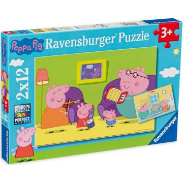 Puzzle Ravensburger din 2 x 12 de piese - Peppa Pig la domiciliu