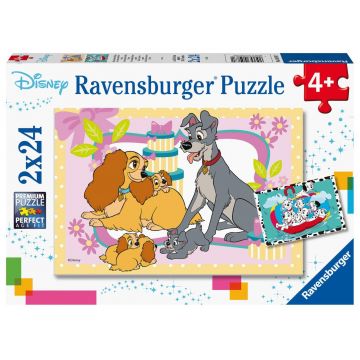 Puzzle Ravensburger din 2 x 24 de piese - Disney's favorite puppies