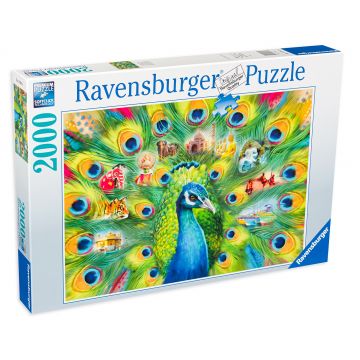 Puzzle Ravensburger din 2000 de piese - Land of the Peacock