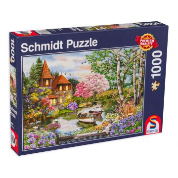 Puzzle Schmidt din 1000 de piese - Casa de langa lac