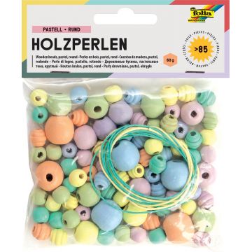 Set creativ Folia - margele din lemn, culori pastelate